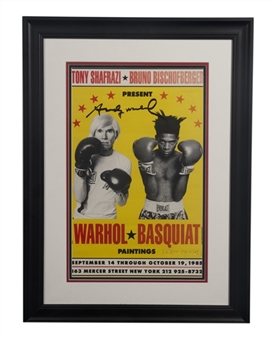 Andy Warhol and Jean-Michel Basquiat Dual Signed 26x20 Framed Poster (JSA)
